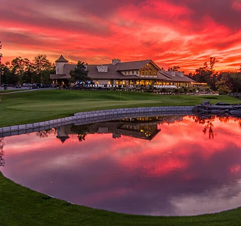 craguns legacy courses clubhouse at sunset